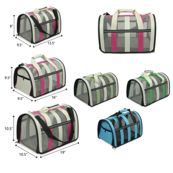 Pet Carrier, Green Stripe - Picture 2 of 5